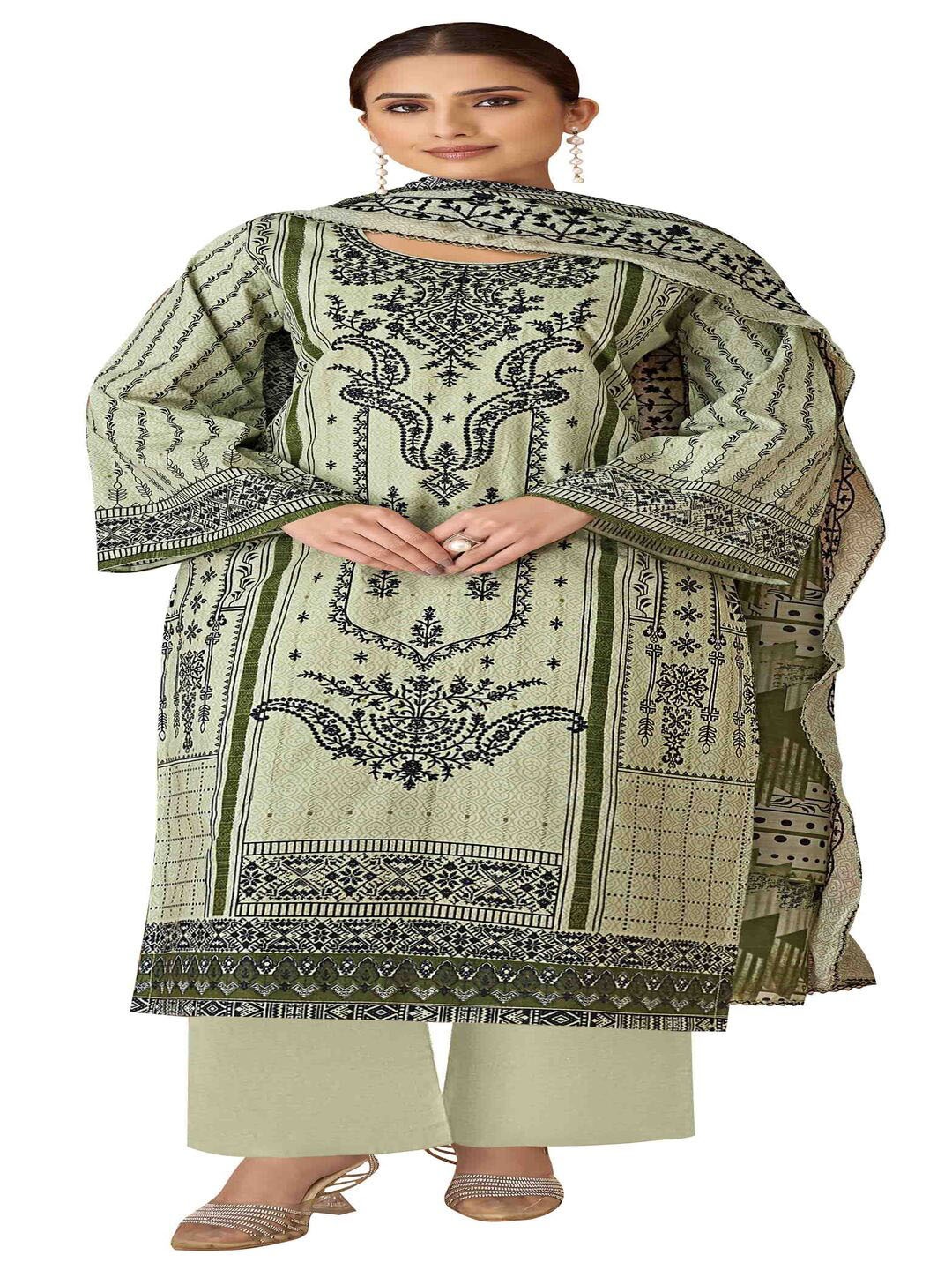 DRAVINAM Trends Ethnic Motifs Printed Embroidered Pure Cotton Unstitched Dress Material, Green
DRAVINAM Trends Ethnic Motifs Printed Embroidered Pure Cotton Unstitched Dress Material, Green