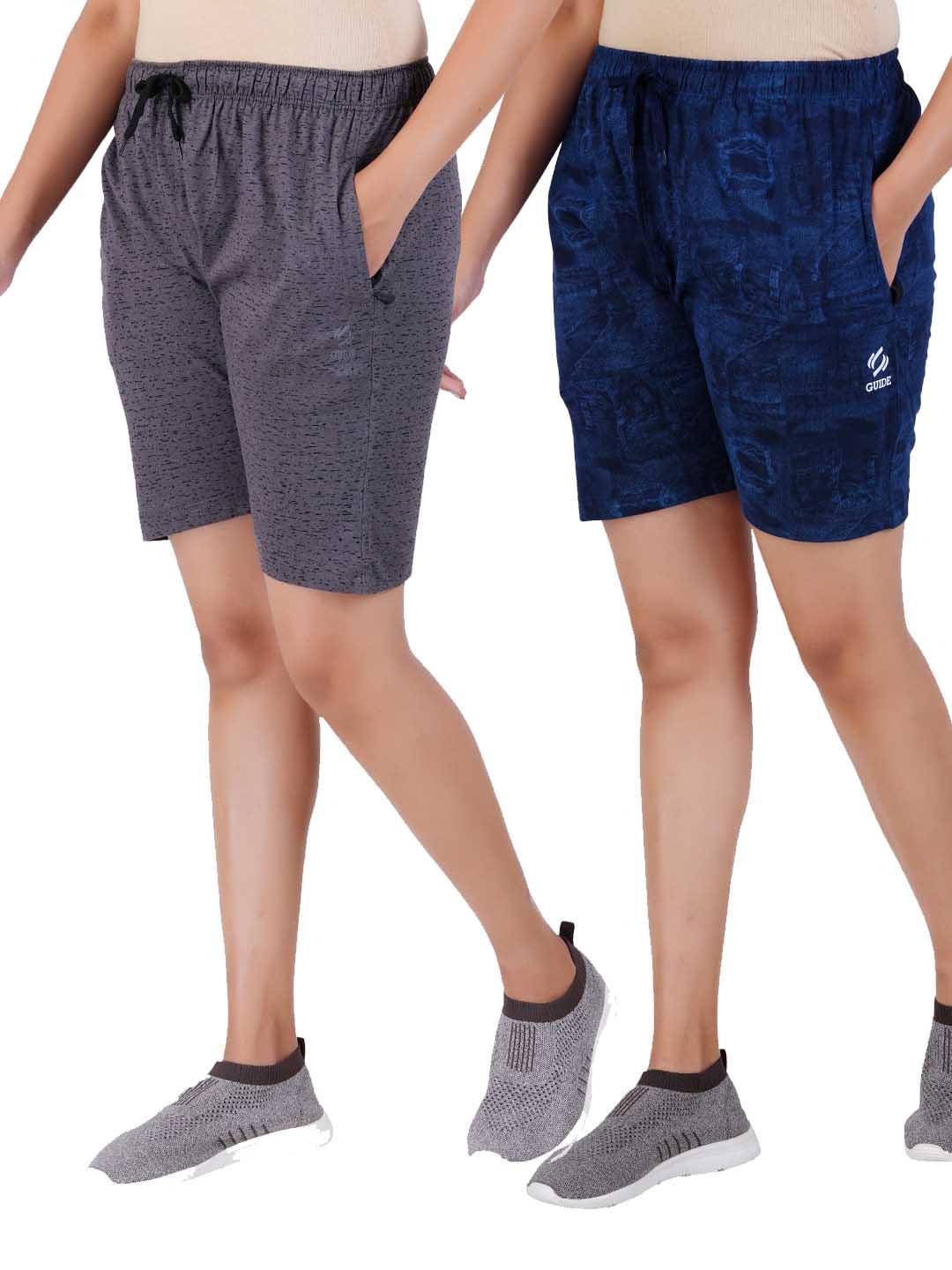 GUIDE Women Pack Of 2 Cotton Mid-Rise Regular Fit Typography Printed Shorts, Navy blue
GUIDE Women Pack Of 2 Cotton Mid-Rise Regular Fit Typography Printed Shorts, Navy blue