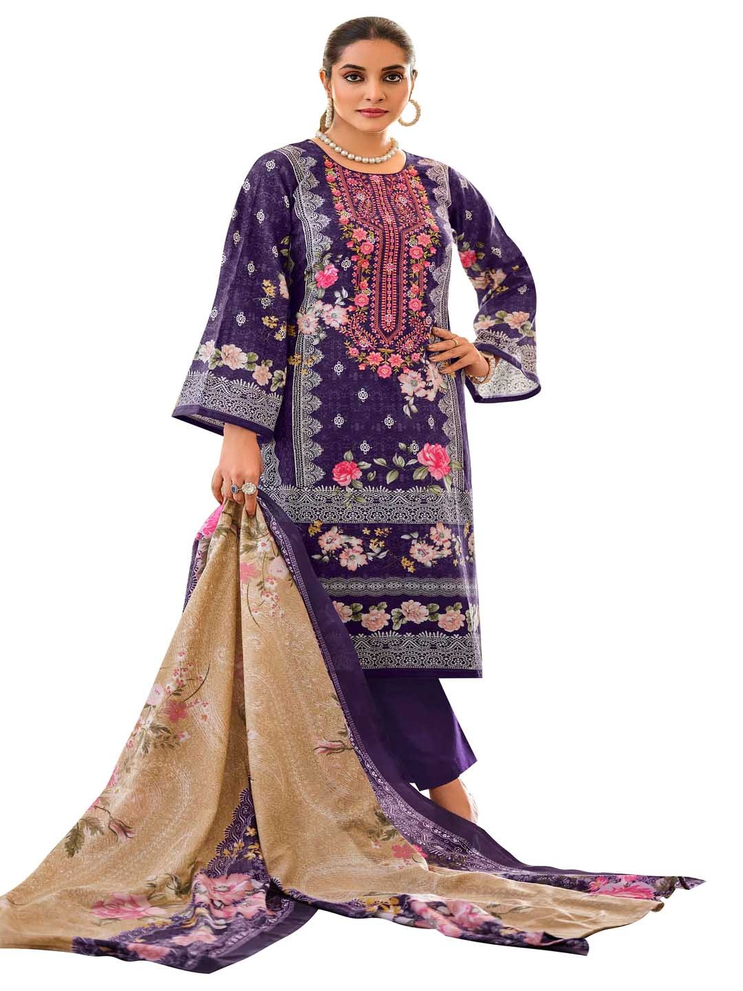 DRAVINAM Trends Ethnic Motifs Embroidered Pure Cotton Unstitched Dress Material, Purple
DRAVINAM Trends Ethnic Motifs Embroidered Pure Cotton Unstitched Dress Material, Purple
