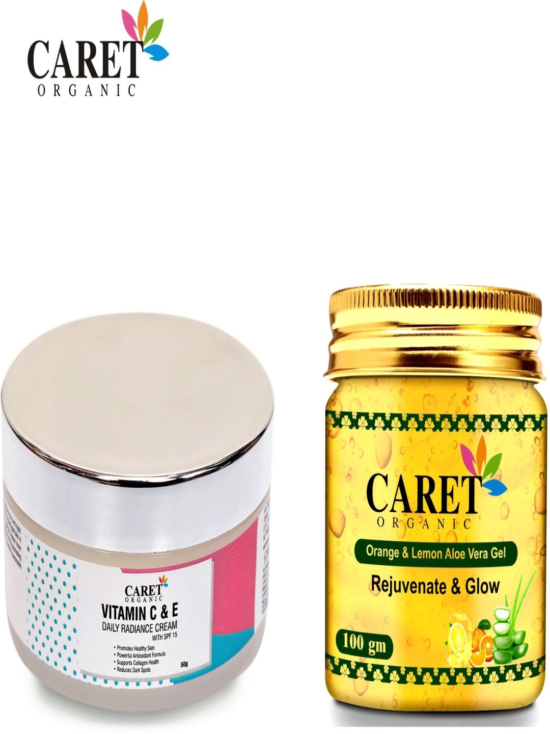 CARET ORGANIC Set Of 2 Vitamin C, Aloevera Gel - 100 g & Daily Radiance Cream- 50 g, Multi
CARET ORGANIC Set Of 2 Vitamin C, Aloevera Gel - 100 g & Daily Radiance Cream- 50 g, Multi