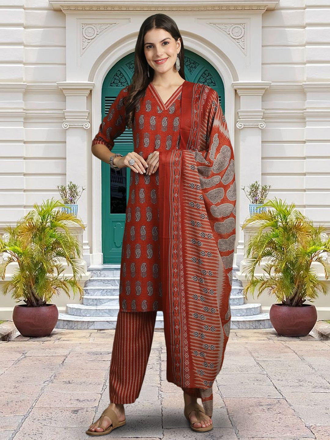 Moda Rapido Ethnic Motifs Printed V-Neck Straight Kurta With Trouser And Dupatta, Red
Moda Rapido Ethnic Motifs Printed V-Neck Straight Kurta With Trouser And Dupatta, Red