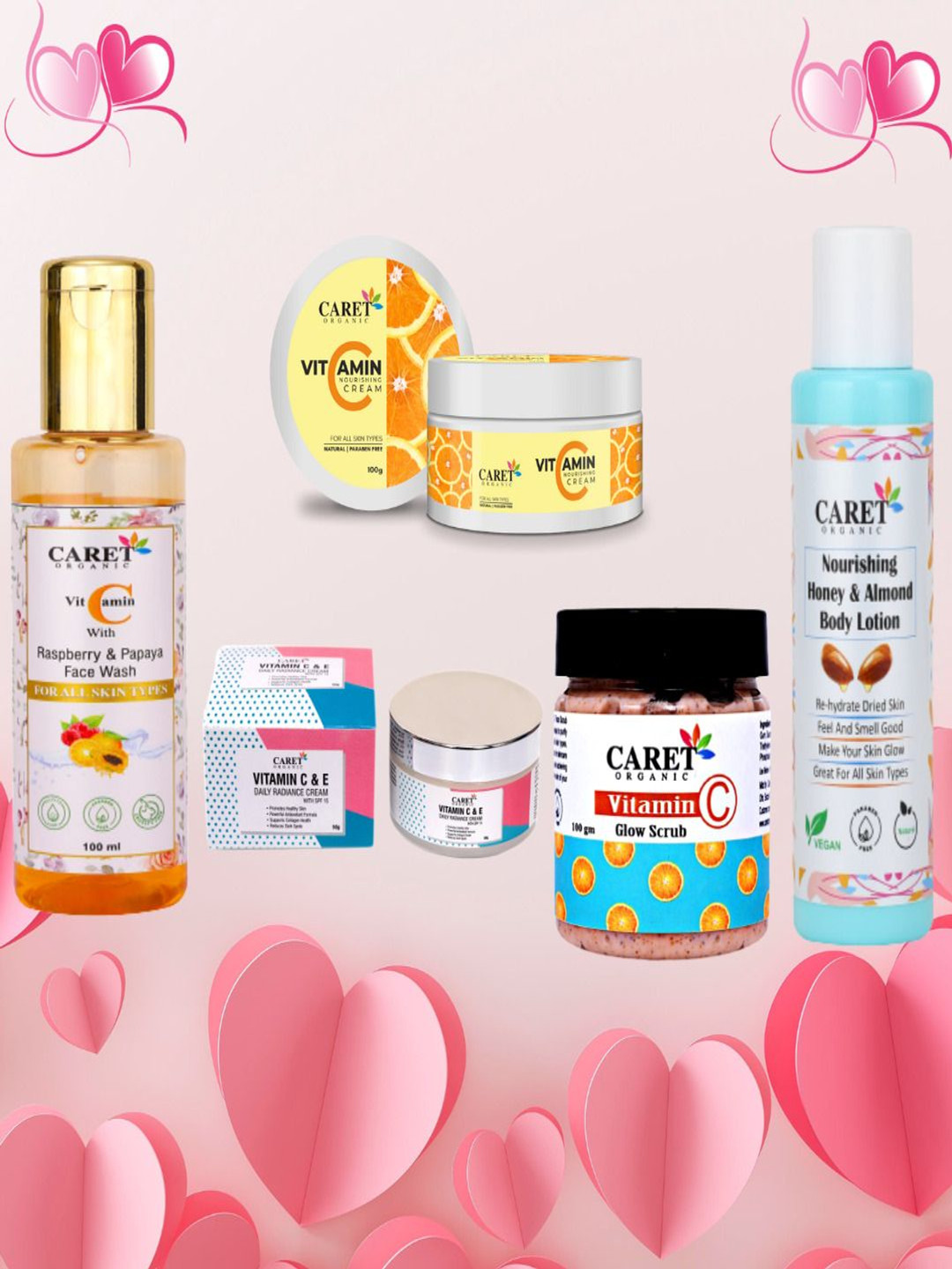 CARET ORGANIC Set Of 5 Vitamin C Face Wash- Cream- Body Lotion & Vitamin C Scrub, White
CARET ORGANIC Set Of 5 Vitamin C Face Wash- Cream- Body Lotion & Vitamin C Scrub, White