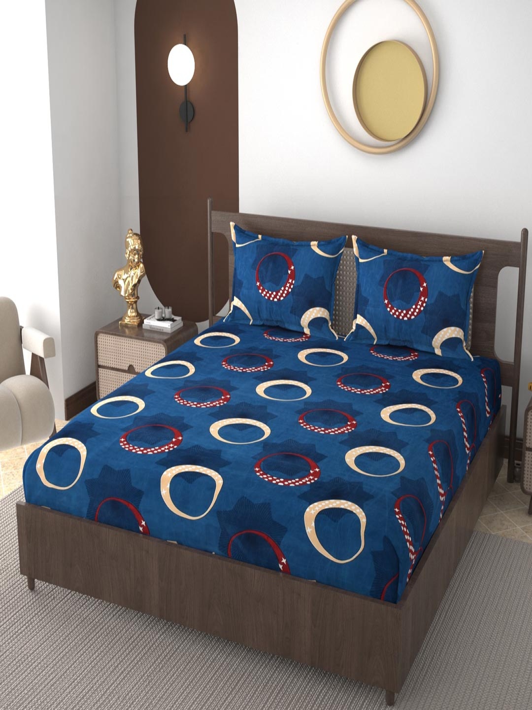VOMZER Blue And Red Moon Geometric Printed 210 TC Cotton King Bedsheet Set-1.98 m x 1.83
VOMZER Blue And Red Moon Geometric Printed 210 TC Cotton King Bedsheet Set-1.98 m x 1.83