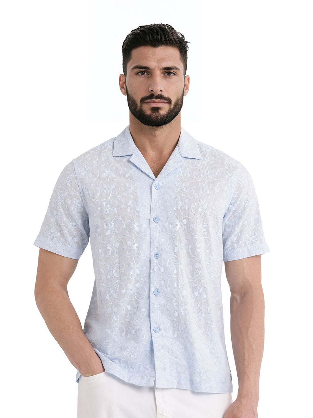 RARE RABBIT Men Comfort Fit Cuban Collar Floral Printed Cotton Casual Shirt, Grey 
RARE RABBIT Men Comfort Fit Cuban Collar Floral Printed Cotton Casual Shirt, Grey