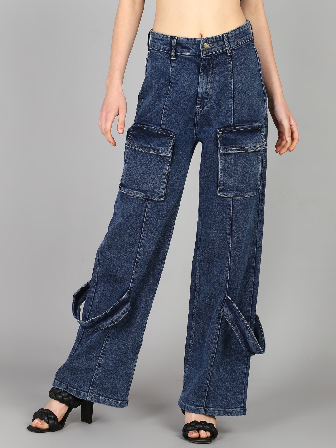 Glossia Nova Women Comfort Wide Leg High-Rise Acid Wash Stretchable Cargo Jeans, Blue
Glossia Nova Women Comfort Wide Leg High-Rise Acid Wash Stretchable Cargo Jeans, Blue