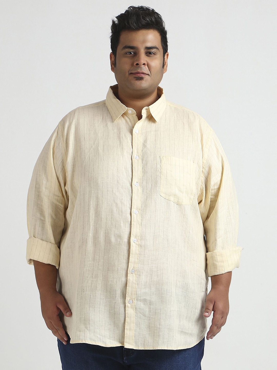 Sizeupp Men Plus Size Standard Oversized Fit Vertical Striped Linen Casual Shirt, Cream
Sizeupp Men Plus Size Standard Oversized Fit Vertical Striped Linen Casual Shirt, Cream