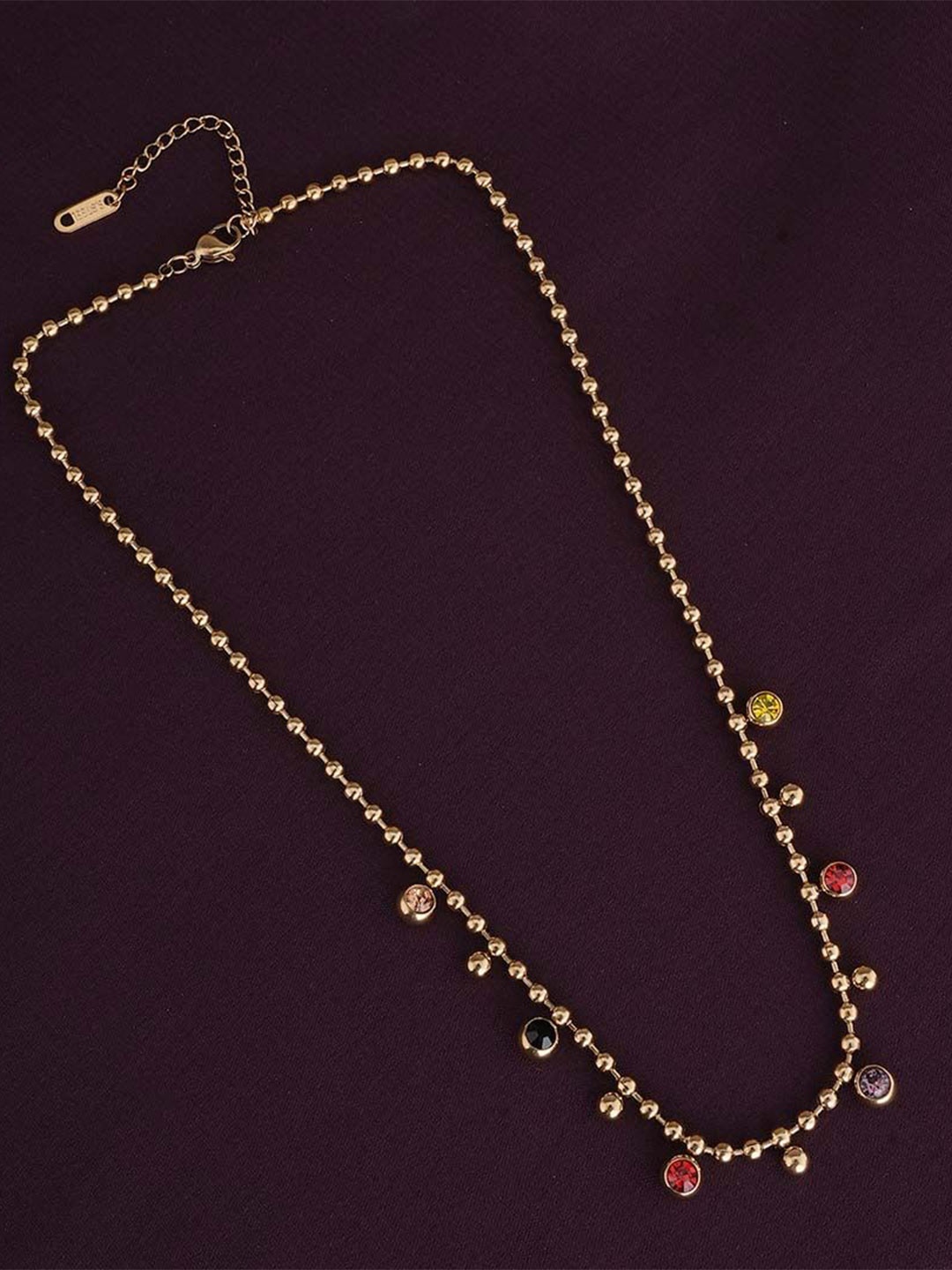 PALMONAS 18KT Gold-Plated Stainless Steel Cubic Zirconia Studded & Cascade Beaded Necklace
PALMONAS 18KT Gold-Plated Stainless Steel Cubic Zirconia Studded & Cascade Beaded Necklace