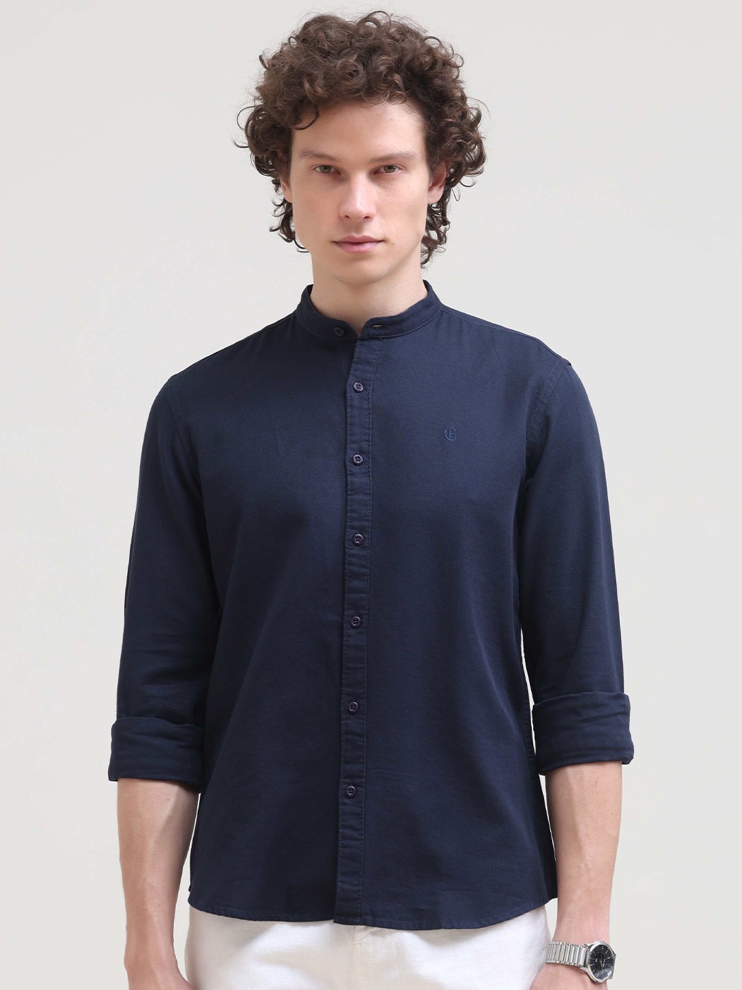 Grit and Flair Men Comfort Slim Fit Band Collar Solid Cotton Casual Shirt, Navy blue
Grit and Flair Men Comfort Slim Fit Band Collar Solid Cotton Casual Shirt, Navy blue