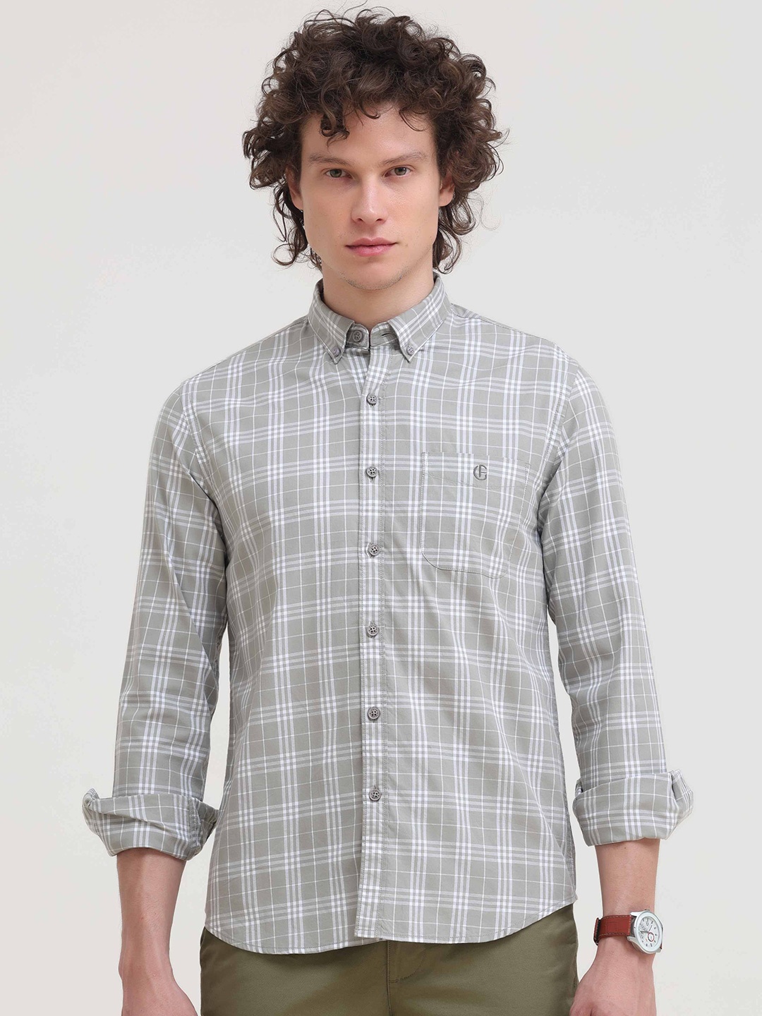 Grit and Flair Men Comfort Fit Button-Down Collar Tartan Checked Cotton Casual Shirt, Grey
Grit and Flair Men Comfort Fit Button-Down Collar Tartan Checked Cotton Casual Shirt, Grey