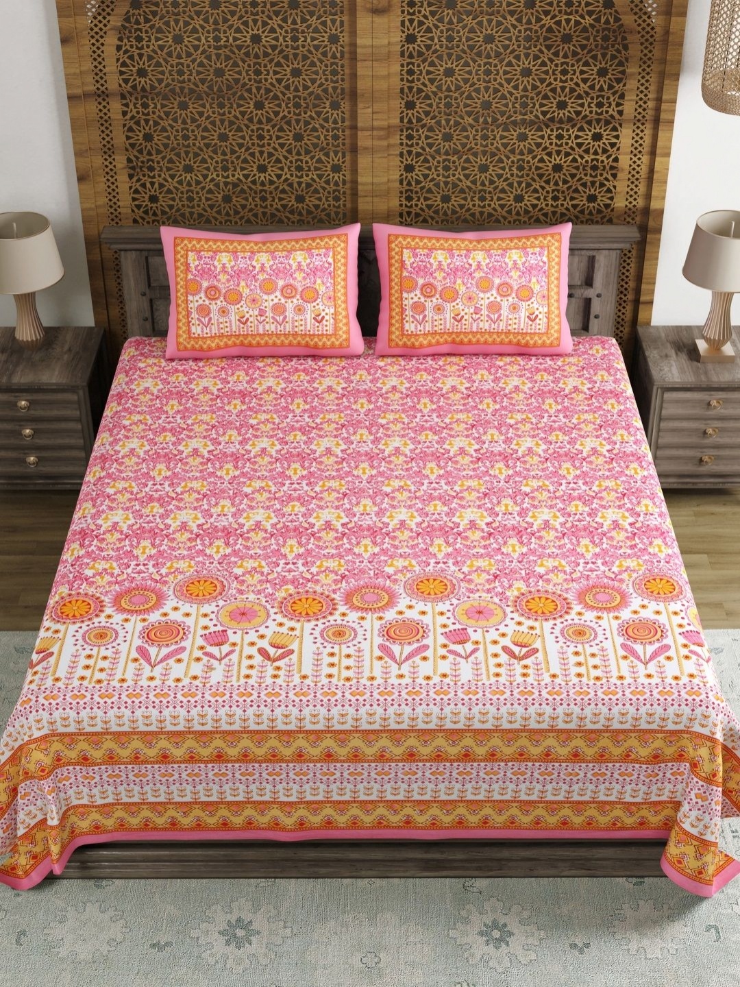 Myntra Elegant Homes Pink & White Printed 210 TC Cotton King Bedsheet Set 2.64 m x 2.64 m
Myntra Elegant Homes Pink & White Printed 210 TC Cotton King Bedsheet Set 2.64 m x 2.64 m