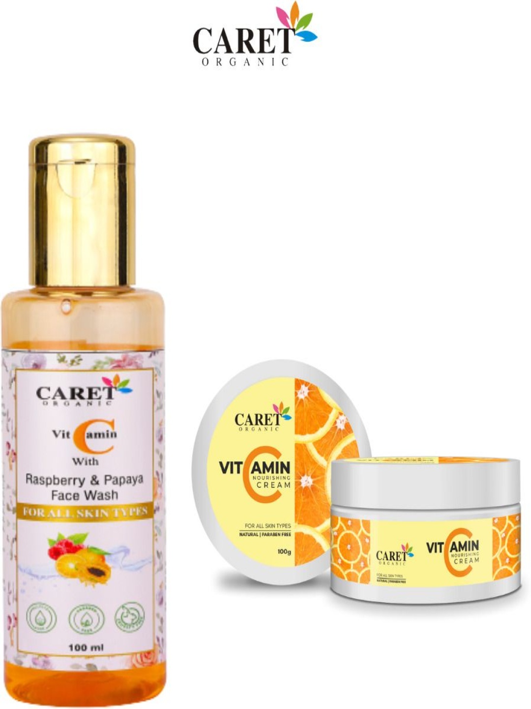 CARET ORGANIC Set Of 2 Papaya Face Wash & Nourishing Vitamin C Cream - 100 g Each, White
CARET ORGANIC Set Of 2 Papaya Face Wash & Nourishing Vitamin C Cream - 100 g Each, White