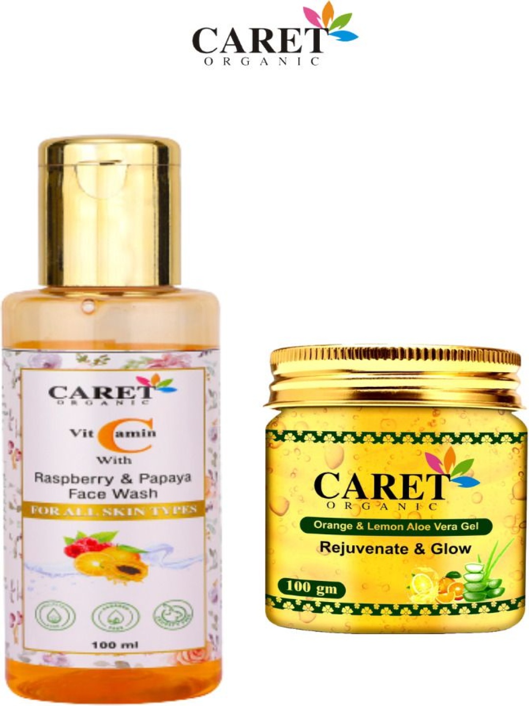 CARET ORGANIC Set Of 2 Vitamin C with Raspberry Papaya Face Wash-100ml & Aloevera Gel-100g, Yellow
CARET ORGANIC Set Of 2 Vitamin C with Raspberry Papaya Face Wash-100ml & Aloevera Gel-100g, Yellow