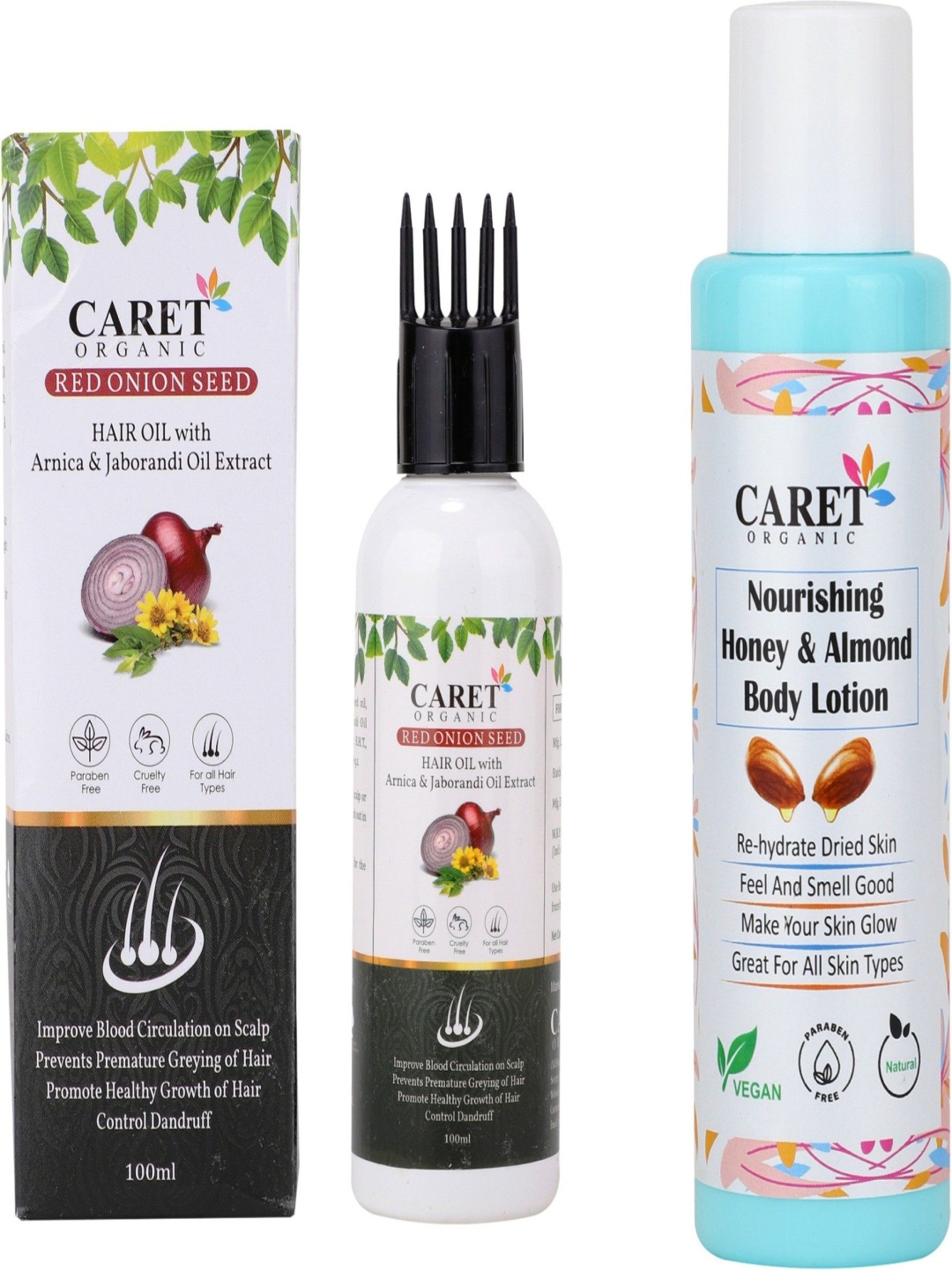 CARET ORGANIC Set Of 2 Red Onion Oil & Honey & Almond Body Lotion - 100 ml Each, White
CARET ORGANIC Set Of 2 Red Onion Oil & Honey & Almond Body Lotion - 100 ml Each, White
