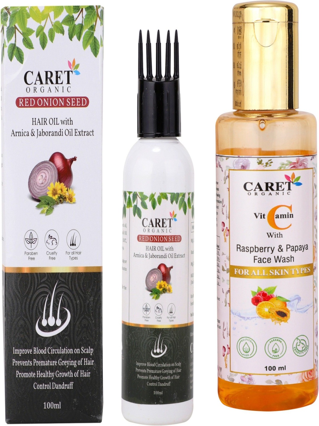 CARET ORGANIC Set Of 2 Vitamin C Raspberry & Papaya Face Wash With Onion Oil- 100 ml Each, Black
CARET ORGANIC Set Of 2 Vitamin C Raspberry & Papaya Face Wash With Onion Oil- 100 ml Each, Black
