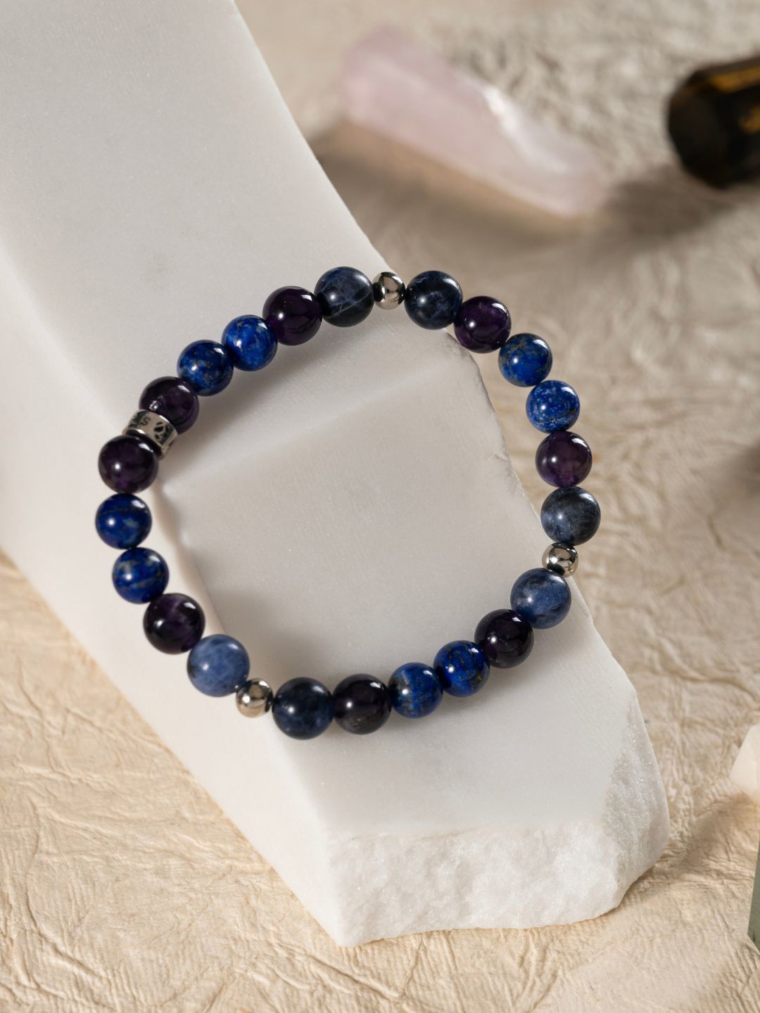 Stone Story By Shruti Men 925 Sterling Silver Rhodium-Plated Amethyst Elasticated Bracelet
Stone Story By Shruti Men 925 Sterling Silver Rhodium-Plated Amethyst Elasticated Bracelet