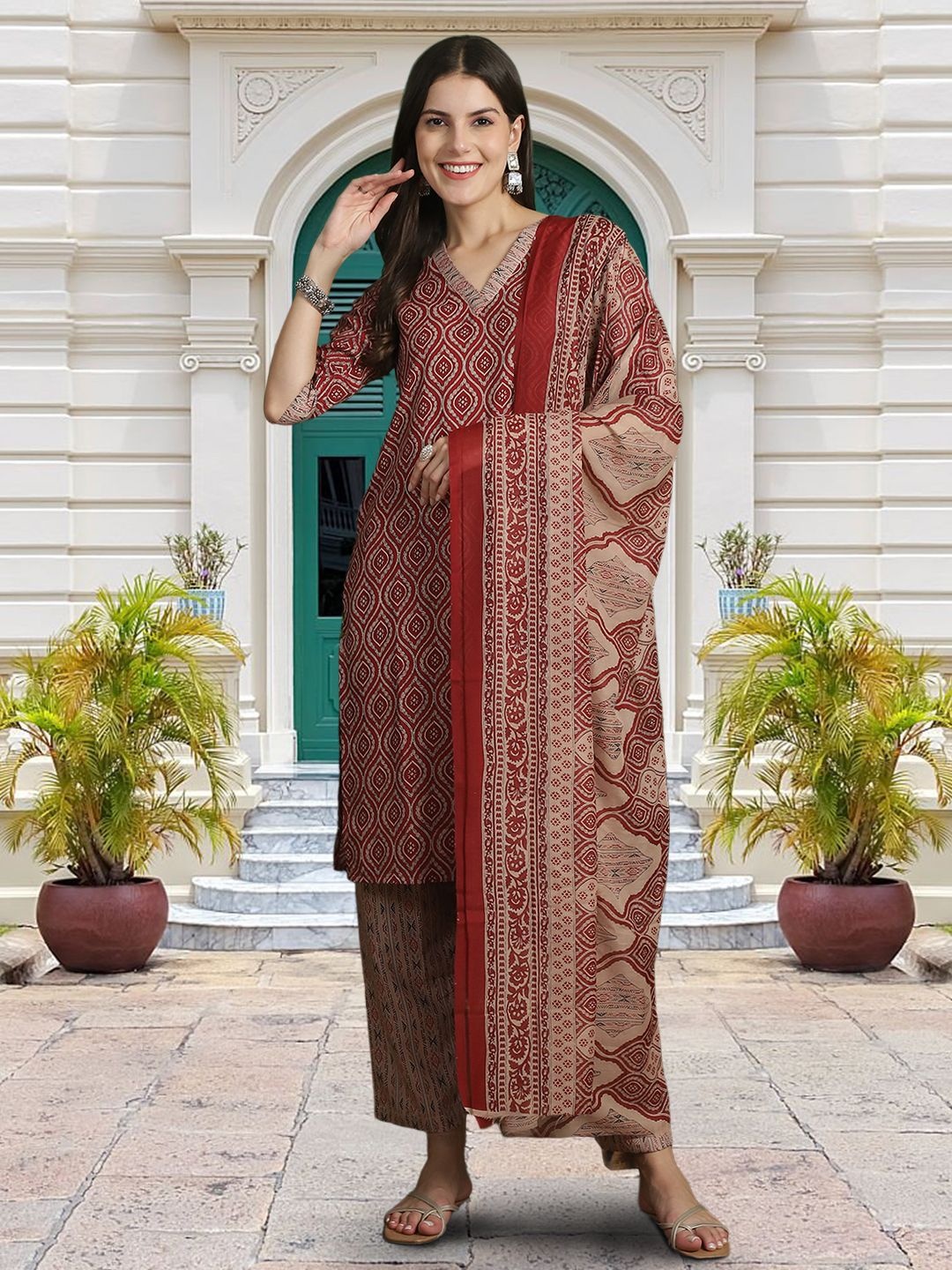 Moda Rapido Ethnic Motifs Printed V-Neck Straight Kurta With Trouser And Dupatta, Red
Moda Rapido Ethnic Motifs Printed V-Neck Straight Kurta With Trouser And Dupatta, Red
