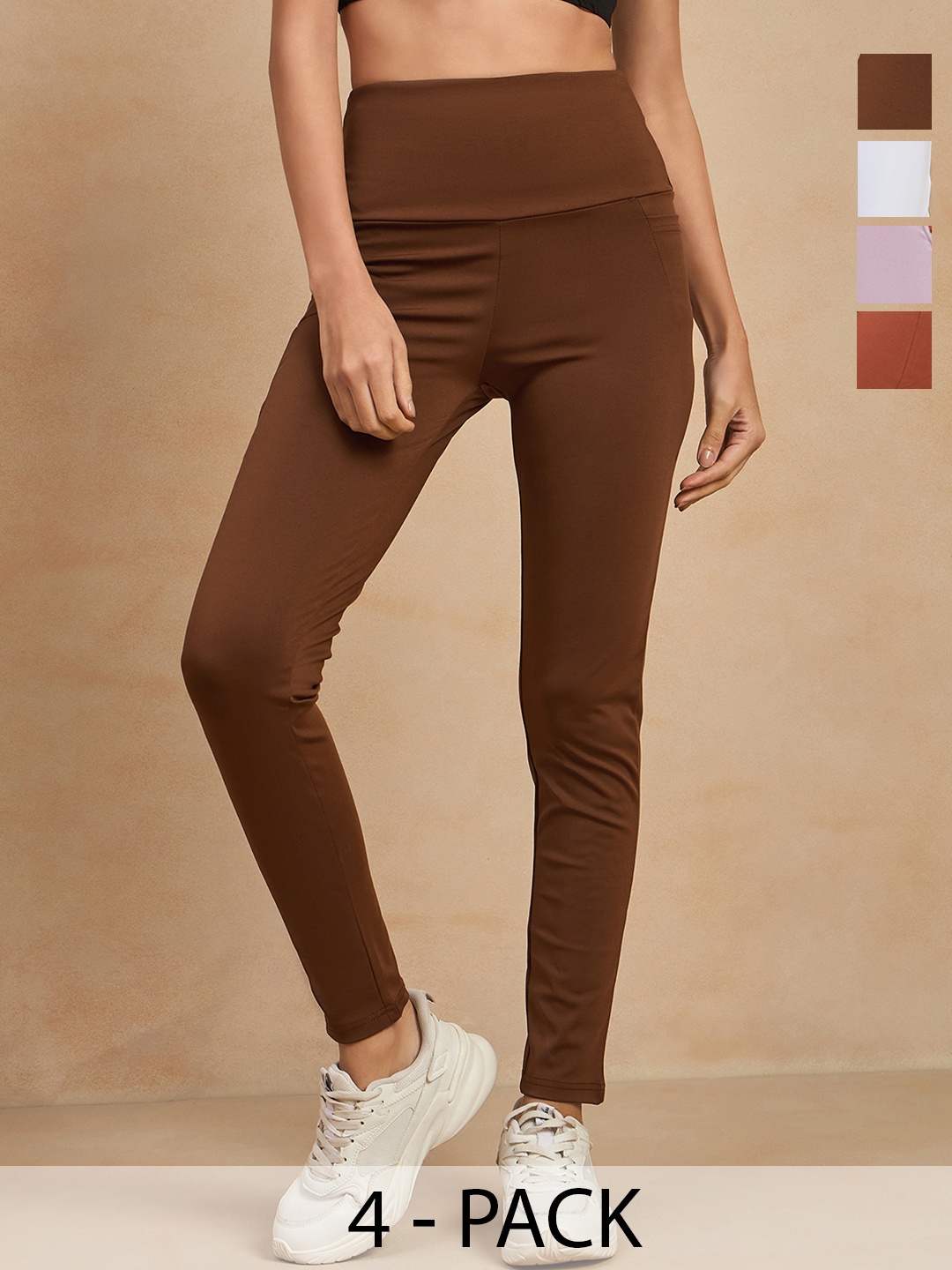 COLOR CAPITAL Women Pack of 4 Skin Fit Antimicrobial Gym Tights, Coffee brown
COLOR CAPITAL Women Pack of 4 Skin Fit Antimicrobial Gym Tights, Coffee brown