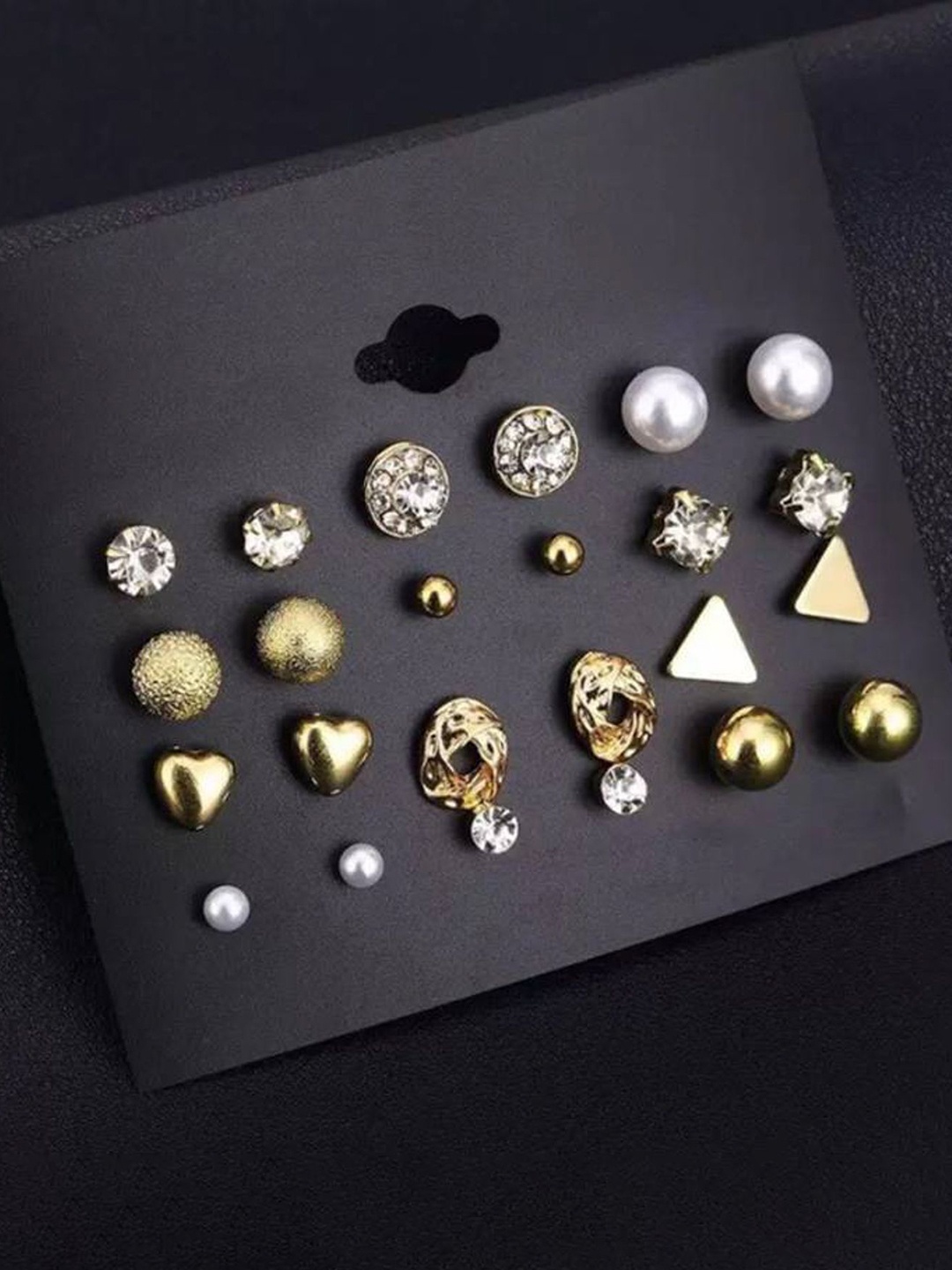 PolluxCraft Set of 12 Gold-Plated Stones Studded And Beaded Circular Shaped Korean Studs
PolluxCraft Set of 12 Gold-Plated Stones Studded And Beaded Circular Shaped Korean Studs