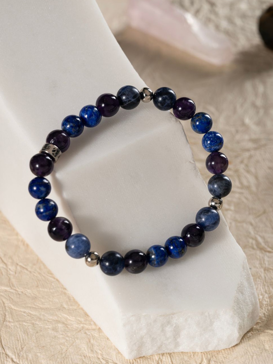 Stone Story By Shruti Men 925 Sterling Silver Rhodium-Plated Amethyst Elasticated Bracelet
Stone Story By Shruti Men 925 Sterling Silver Rhodium-Plated Amethyst Elasticated Bracelet