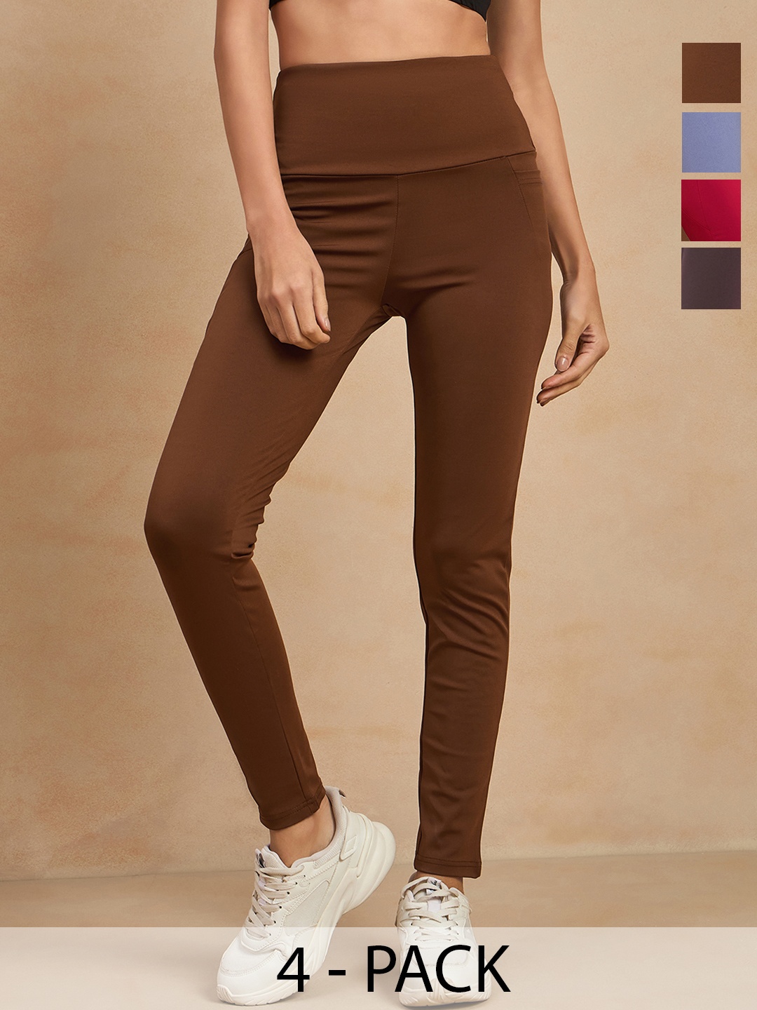COLOR CAPITAL Women Pack of 4 Skinny Fit Antimicrobial Ankle Length Gym Tights, Brown
COLOR CAPITAL Women Pack of 4 Skinny Fit Antimicrobial Ankle Length Gym Tights, Brown