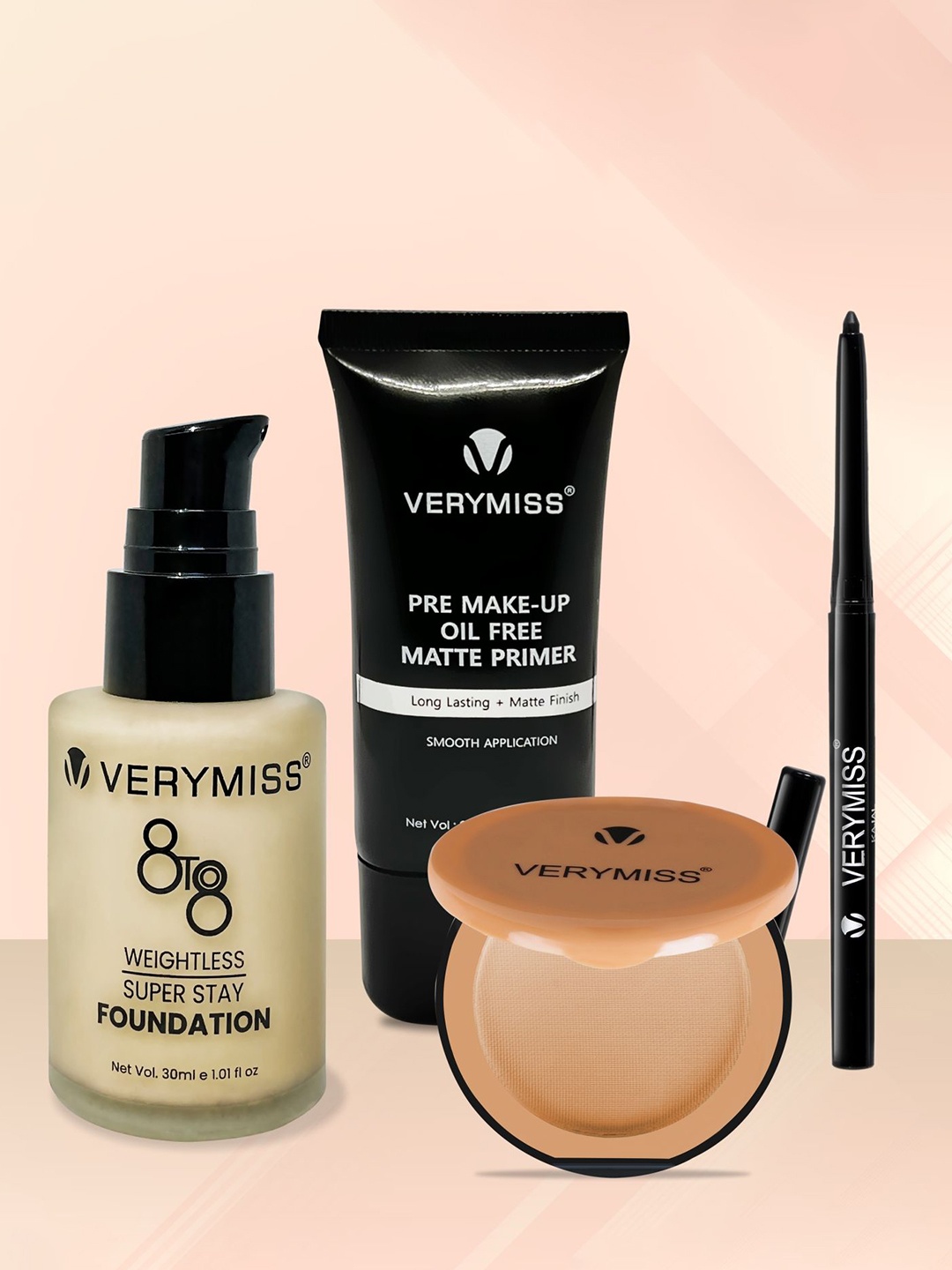 Verymiss Perfect Daily Wear Makeup Combo - Foundation + Compact + Primer + Kajal, Multi
Verymiss Perfect Daily Wear Makeup Combo - Foundation + Compact + Primer + Kajal, Multi