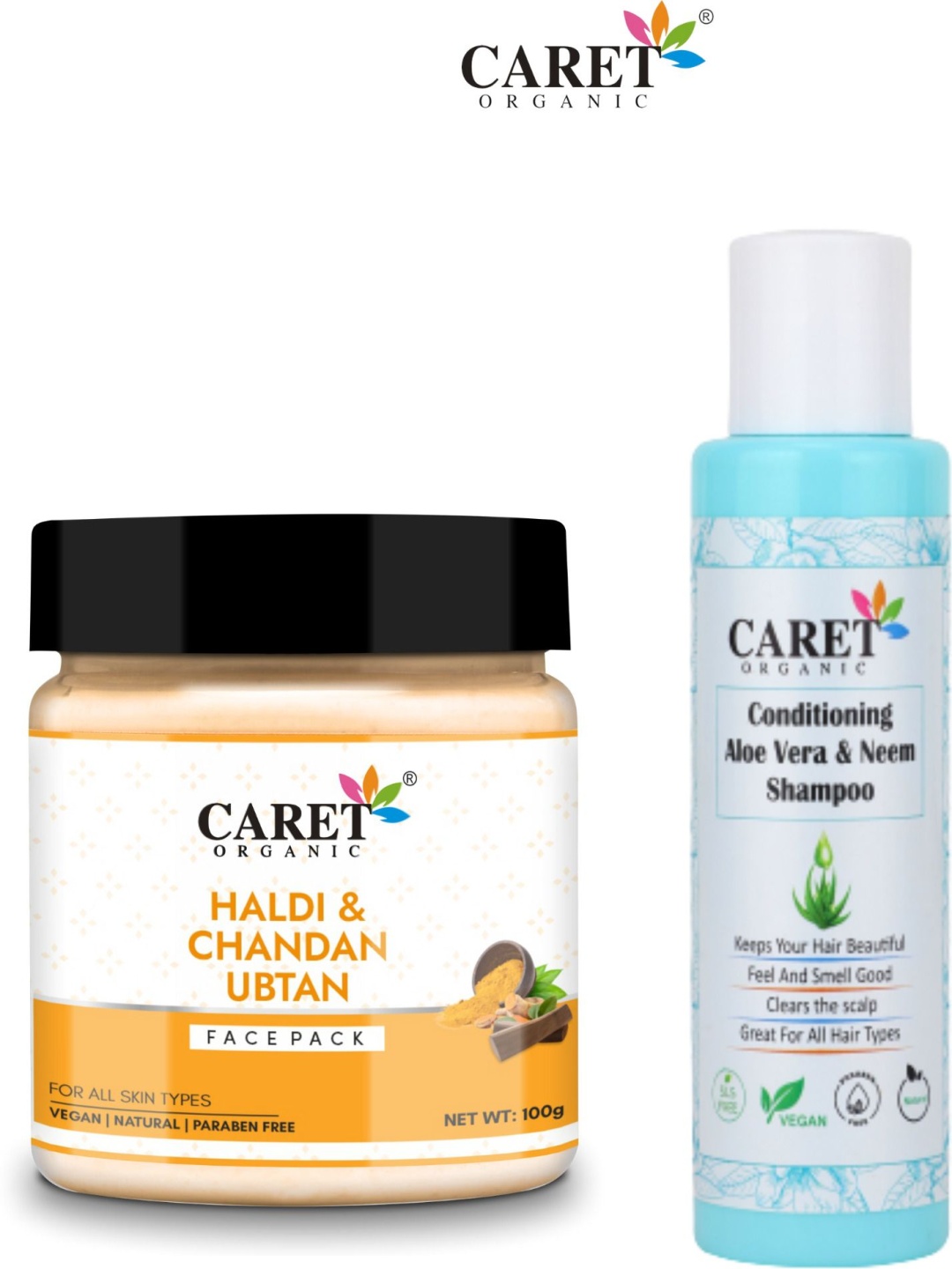 CARET ORGANIC Set Of 2 Chandan Face Pack & Aloevera Shampoo - 100 g Each, White
CARET ORGANIC Set Of 2 Chandan Face Pack & Aloevera Shampoo - 100 g Each, White