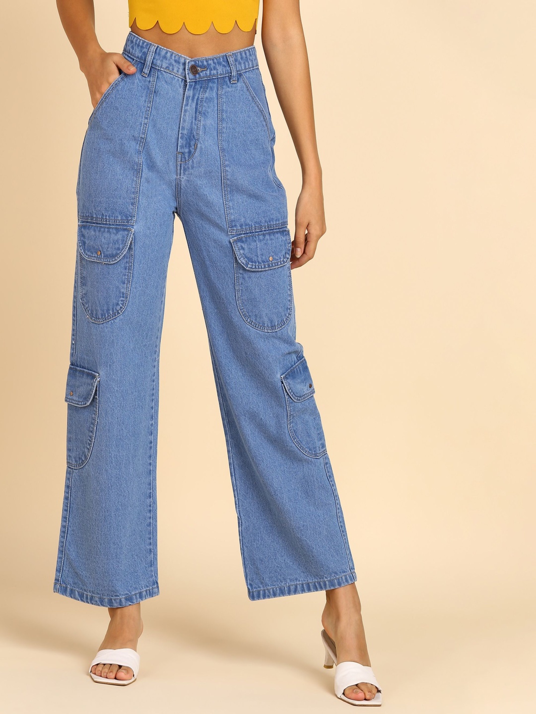 Glossia Nova Women Comfort Wide Leg High-Rise Acid Wash Stretchable Cargo Jeans, Blue
Glossia Nova Women Comfort Wide Leg High-Rise Acid Wash Stretchable Cargo Jeans, Blue