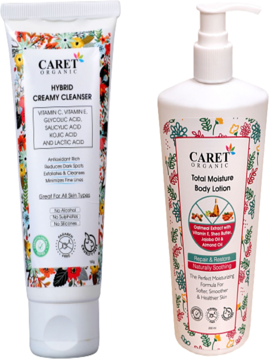 CARET ORGANIC Set Of 2 Hybrid Creamy Face Wash-100 ml & Total Moisture Body Lotion- 250ml, White
CARET ORGANIC Set Of 2 Hybrid Creamy Face Wash-100 ml & Total Moisture Body Lotion- 250ml, White