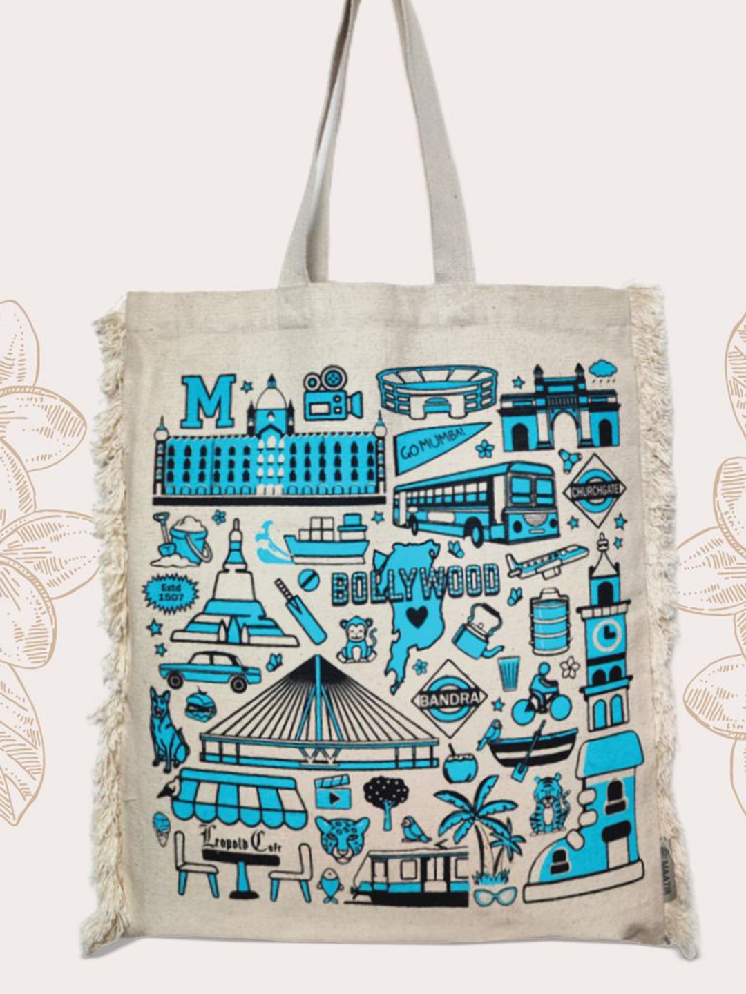 MAATIR DESIGNS Unisex MUMBAI Collage Graphic Printed Shopper Cotton Canvas Tote Bag, Beige
MAATIR DESIGNS Unisex MUMBAI Collage Graphic Printed Shopper Cotton Canvas Tote Bag, Beige