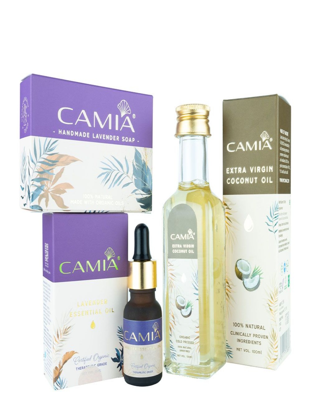 CAMIA Set Of 3 Lavender Essential Oil - 15 ml, Coconut Oil -100 ml & Lavender Soap - 125 g, White
CAMIA Set Of 3 Lavender Essential Oil - 15 ml, Coconut Oil -100 ml & Lavender Soap - 125 g, White
