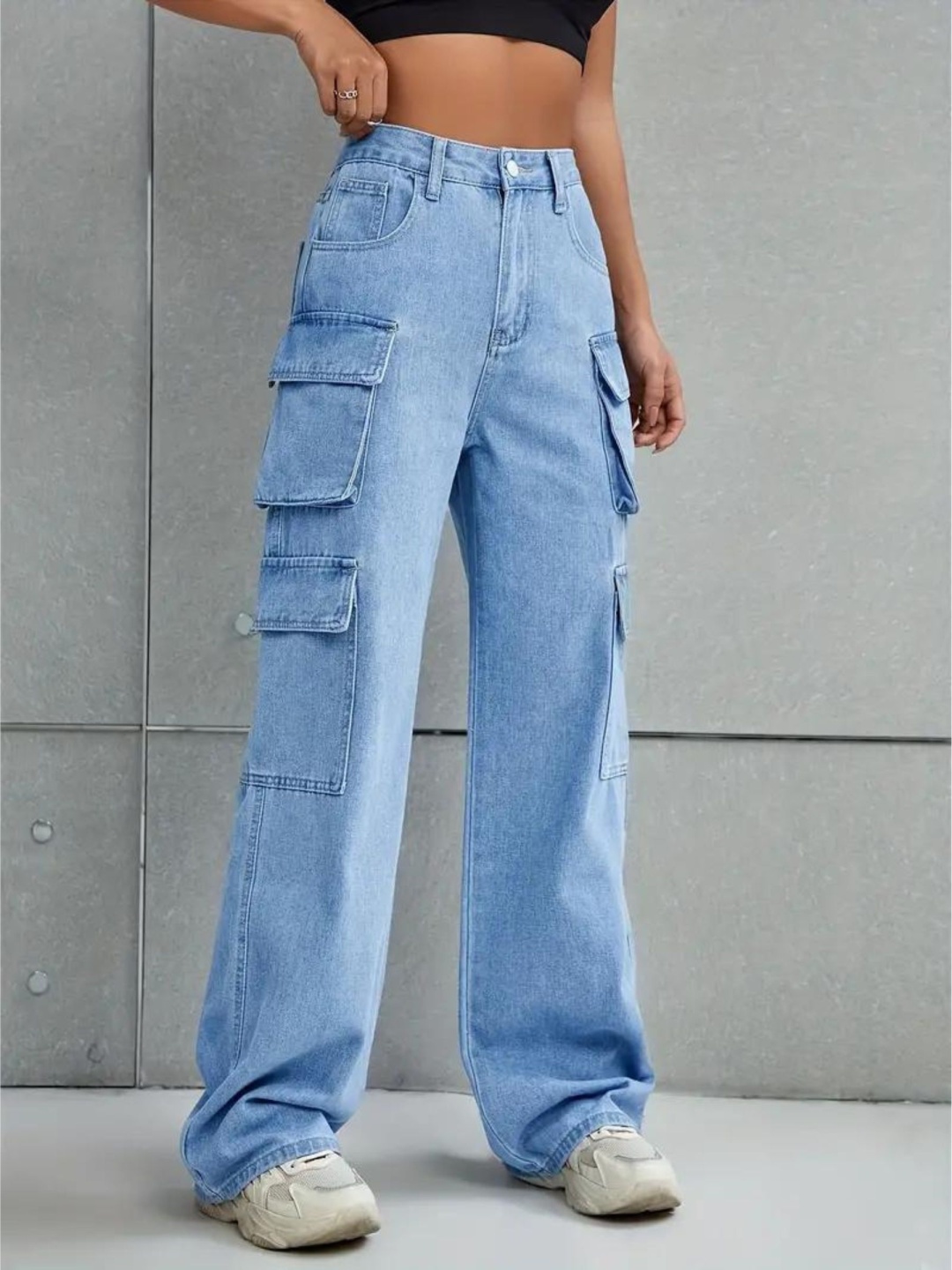 Glossia Nova Women Comfort Wide Leg High-Rise Acid Wash Stretchable Cargo Jeans, Blue
Glossia Nova Women Comfort Wide Leg High-Rise Acid Wash Stretchable Cargo Jeans, Blue