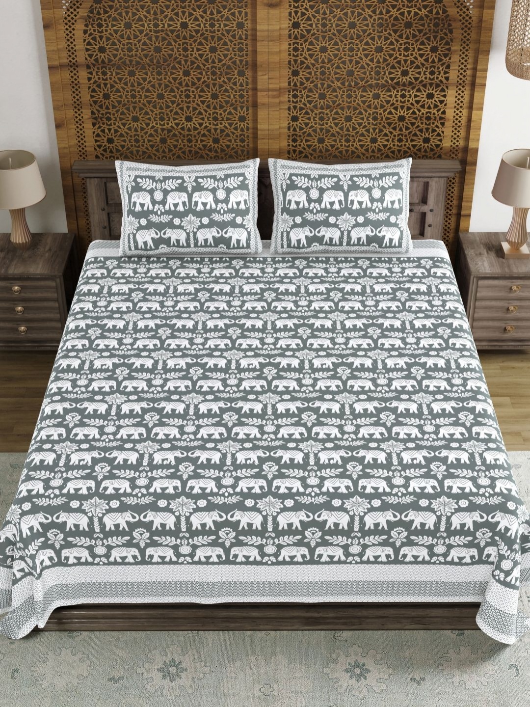 Myntra Elegant Homes Grey And White Printed 210 TC King Bedsheet Set 2.64 m x 2.64 m
Myntra Elegant Homes Grey And White Printed 210 TC King Bedsheet Set 2.64 m x 2.64 m