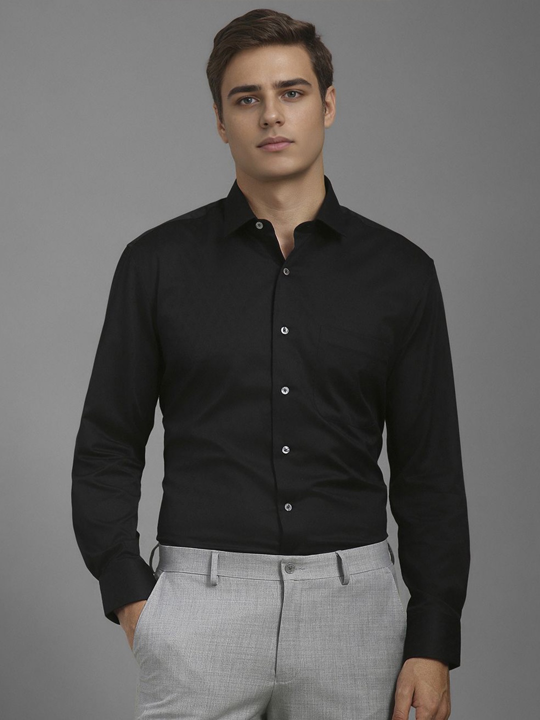 Luxure by Louis Philippe Men Classic Fit Spread Collar Textured Cotton Formal Shirt, Black
Luxure by Louis Philippe Men Classic Fit Spread Collar Textured Cotton Formal Shirt, Black