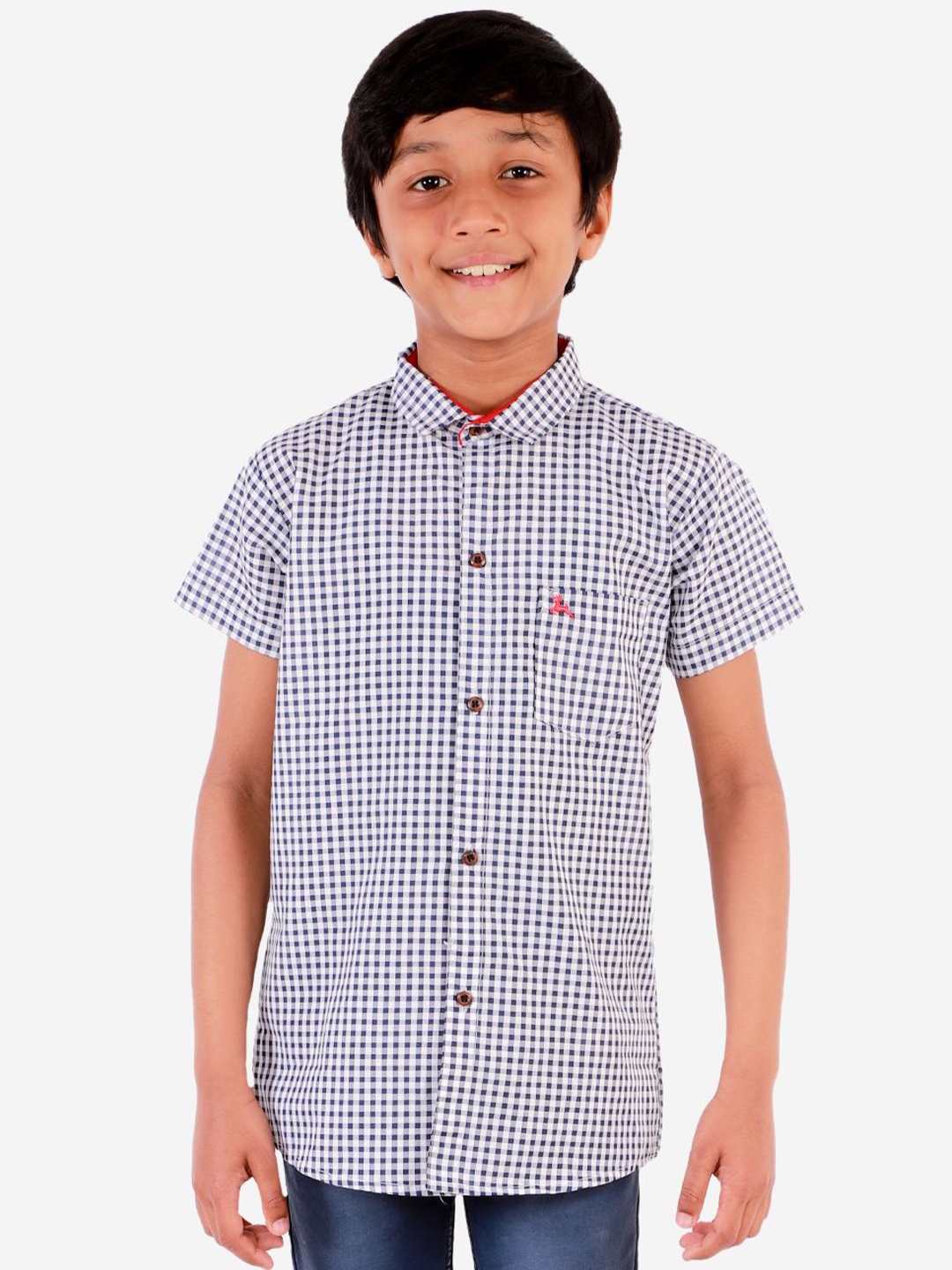 Superminis Boys Comfort Fit Spread Collar Gingham Checked Cotton Casual Shirt, Navy blue
Superminis Boys Comfort Fit Spread Collar Gingham Checked Cotton Casual Shirt, Navy blue