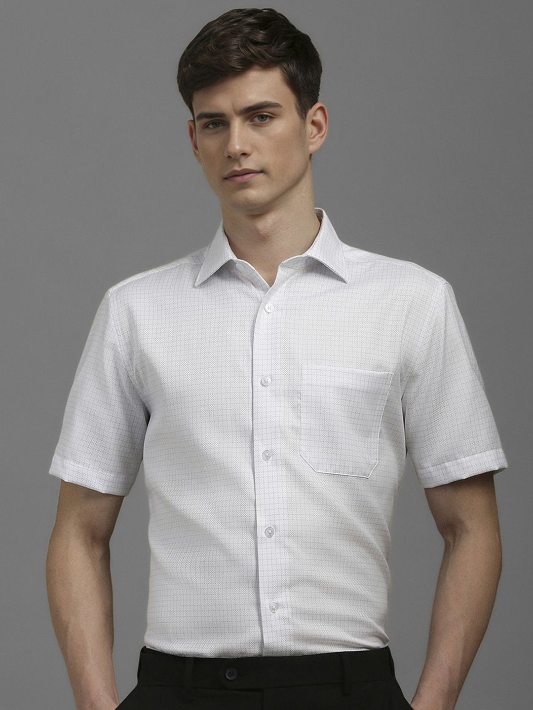 Louis Philippe Men Classic Slim Fit Spread Collar Micro Checked Cotton Formal Shirt, White
Louis Philippe Men Classic Slim Fit Spread Collar Micro Checked Cotton Formal Shirt, White