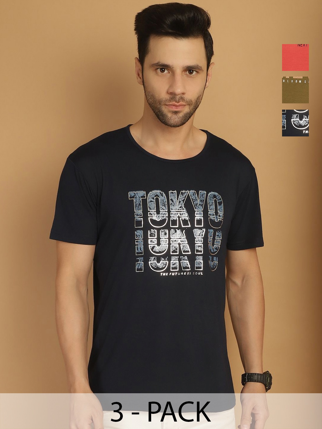 MACK JONNEY Men Pack Of 3 Typography Printed Round Neck Cotton T-shirts, Navy blue
MACK JONNEY Men Pack Of 3 Typography Printed Round Neck Cotton T-shirts, Navy blue