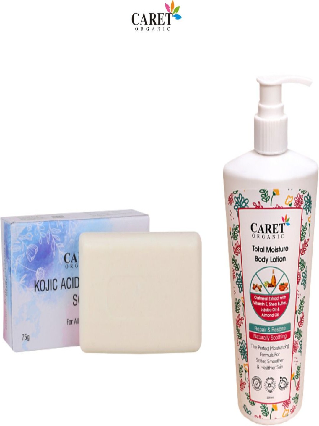 CARET ORGANIC Set Of 2 Kojic Acid Soap 75 g With Total Moisture Body Lotion 200 ml, Multi
CARET ORGANIC Set Of 2 Kojic Acid Soap 75 g With Total Moisture Body Lotion 200 ml, Multi