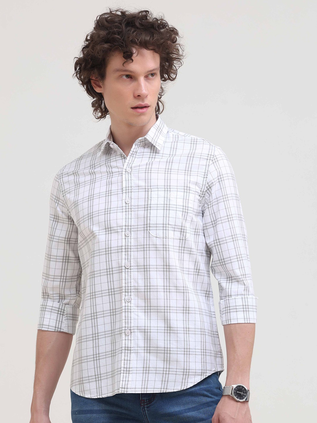 Grit and Flair Men Comfort Fit Spread Collar Tartan Checked Cotton Casual Shirt, White
Grit and Flair Men Comfort Fit Spread Collar Tartan Checked Cotton Casual Shirt, White