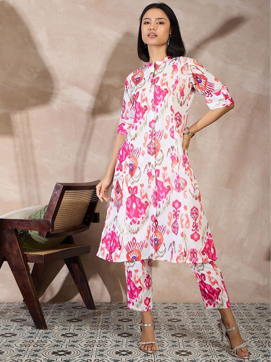 all about you Ethnic Motifs Printed Mandarin Collar A-Line Kurta With Trousers, Pink
all about you Ethnic Motifs Printed Mandarin Collar A-Line Kurta With Trousers, Pink