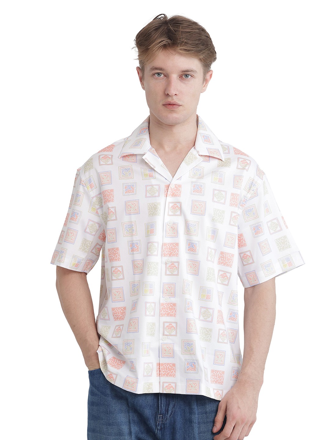 RARE RABBIT Men Comfort Relaxed Fit Cuban Collar Geometric Printed Cotton Casual Shirt, White
RARE RABBIT Men Comfort Relaxed Fit Cuban Collar Geometric Printed Cotton Casual Shirt, White