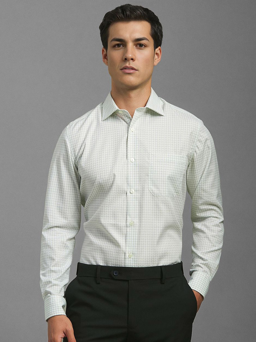 Louis Philippe Men Classic Fit Spread Collar Micro Checked Cotton Formal Shirt, Grey
Louis Philippe Men Classic Fit Spread Collar Micro Checked Cotton Formal Shirt, Grey