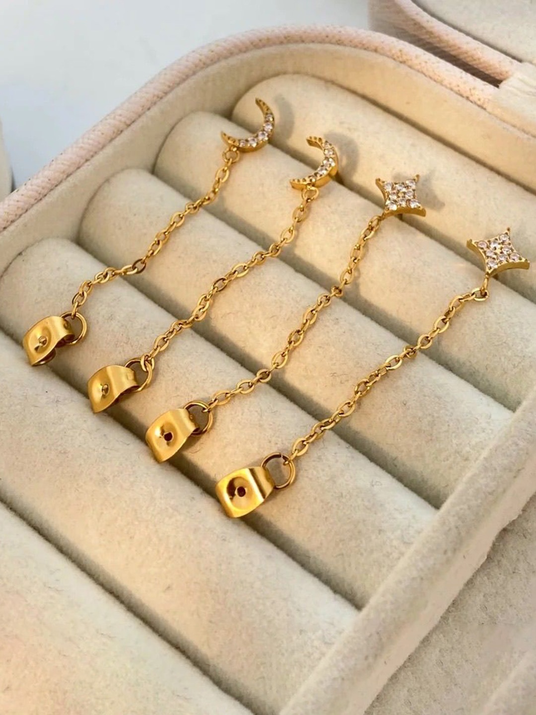 Inaya Demi Fine18k Gold-Toned Stainless Steel Cubic Zirconia Stone Studded Drop Earrings
Inaya Demi Fine18k Gold-Toned Stainless Steel Cubic Zirconia Stone Studded Drop Earrings