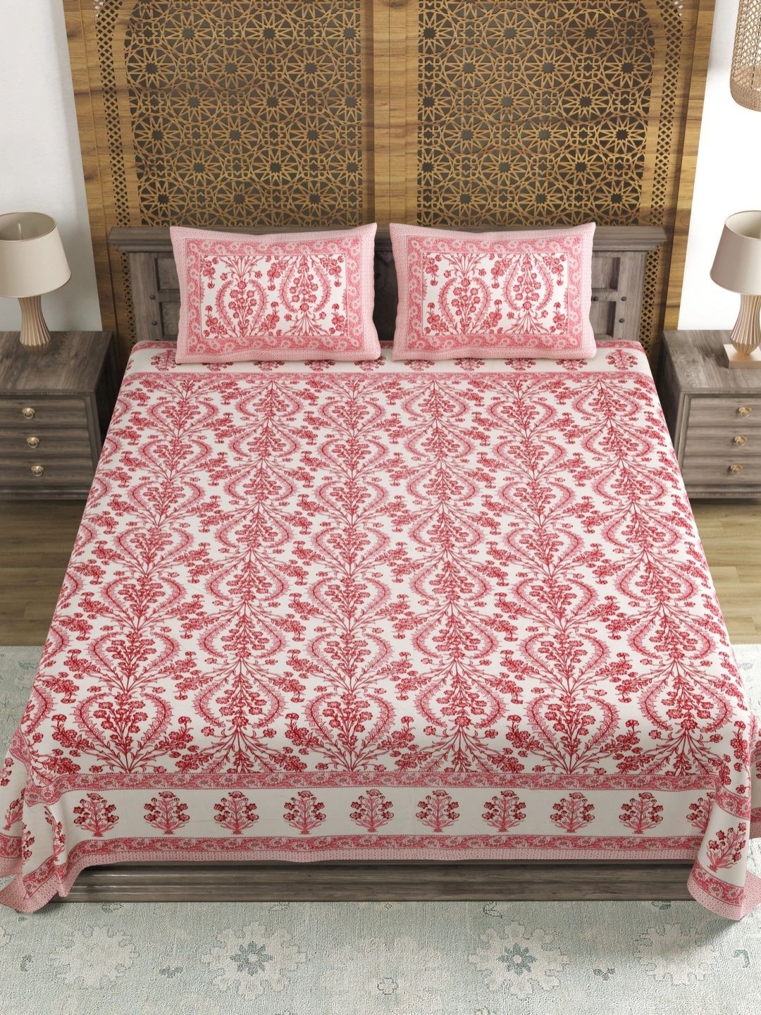Myntra Elegant Homes Pink & White Printed 120 TC Cotton King Bedsheet Set 2.18 m x 2.64 m
Myntra Elegant Homes Pink & White Printed 120 TC Cotton King Bedsheet Set 2.18 m x 2.64 m