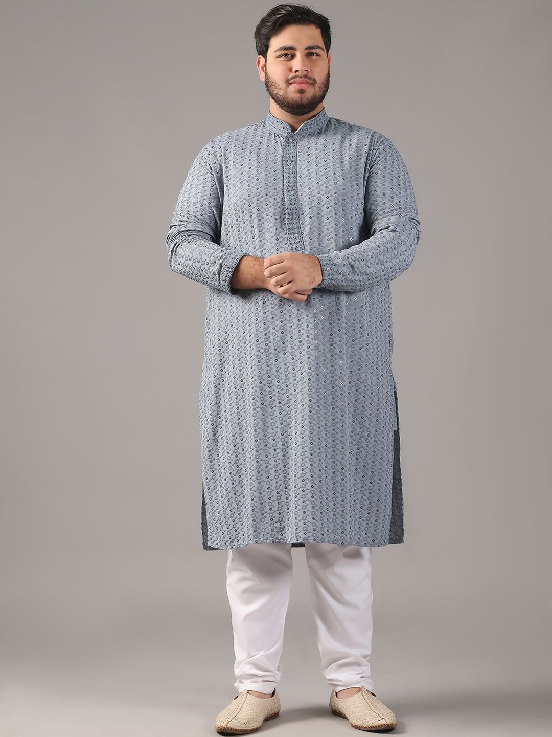 SOJANYA PLUS Plus Size Men Ethnic Motifs Embroidered Pure Cotton Straight Kurta & Pyjamas, Grey
SOJANYA PLUS Plus Size Men Ethnic Motifs Embroidered Pure Cotton Straight Kurta & Pyjamas, Grey