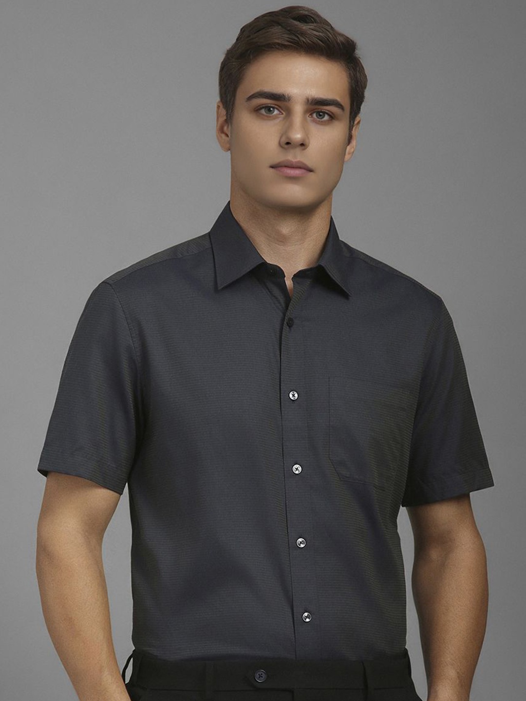 Louis Philippe Men Classic Fit Spread Collar Horizontal Striped Cotton Formal Shirt, Charcoal
Louis Philippe Men Classic Fit Spread Collar Horizontal Striped Cotton Formal Shirt, Charcoal