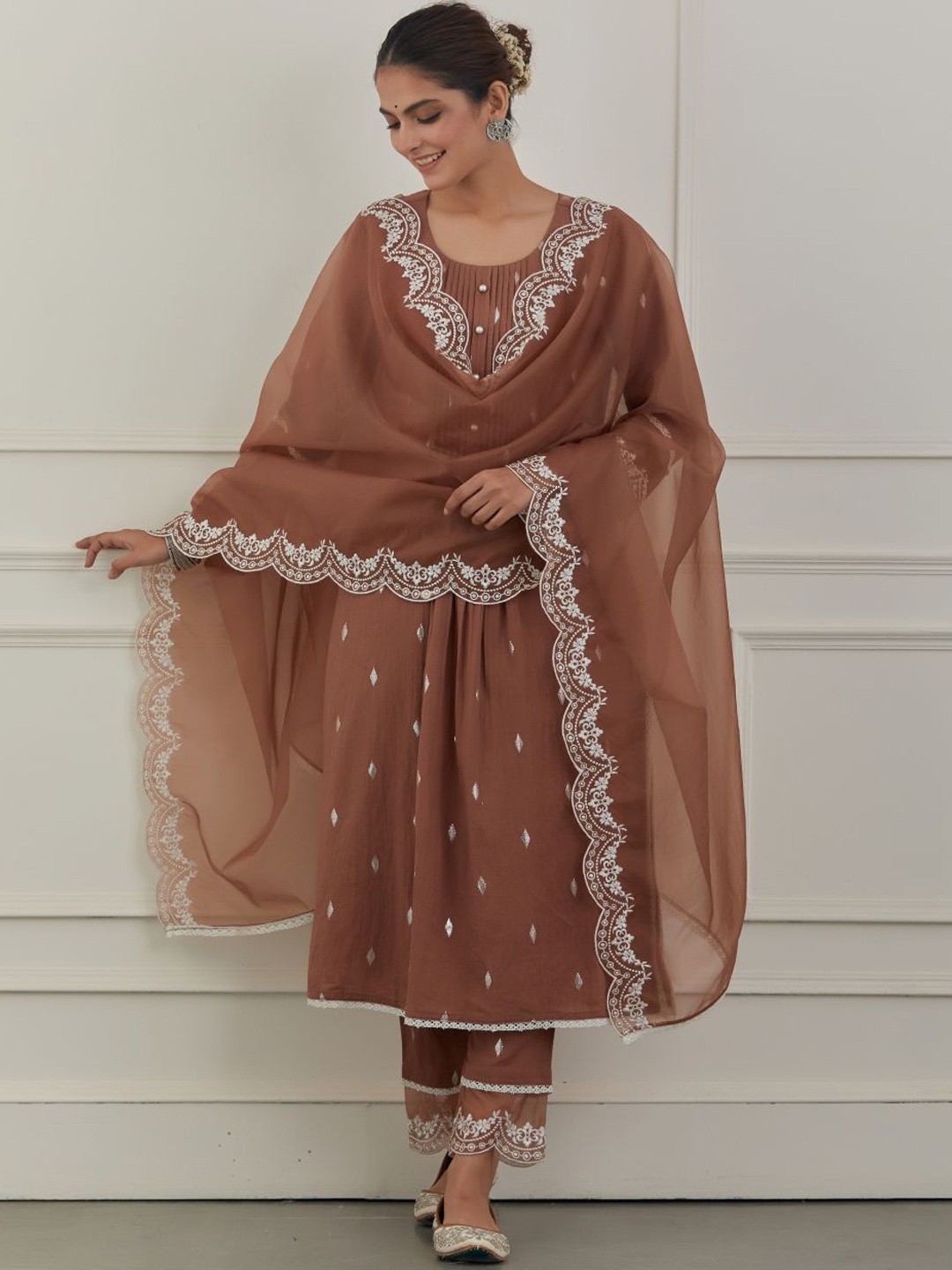 Tapestry Women Regular Thread Work Pure Cotton Kurta with Trousers & With Dupatta, Brown
Tapestry Women Regular Thread Work Pure Cotton Kurta with Trousers & With Dupatta, Brown