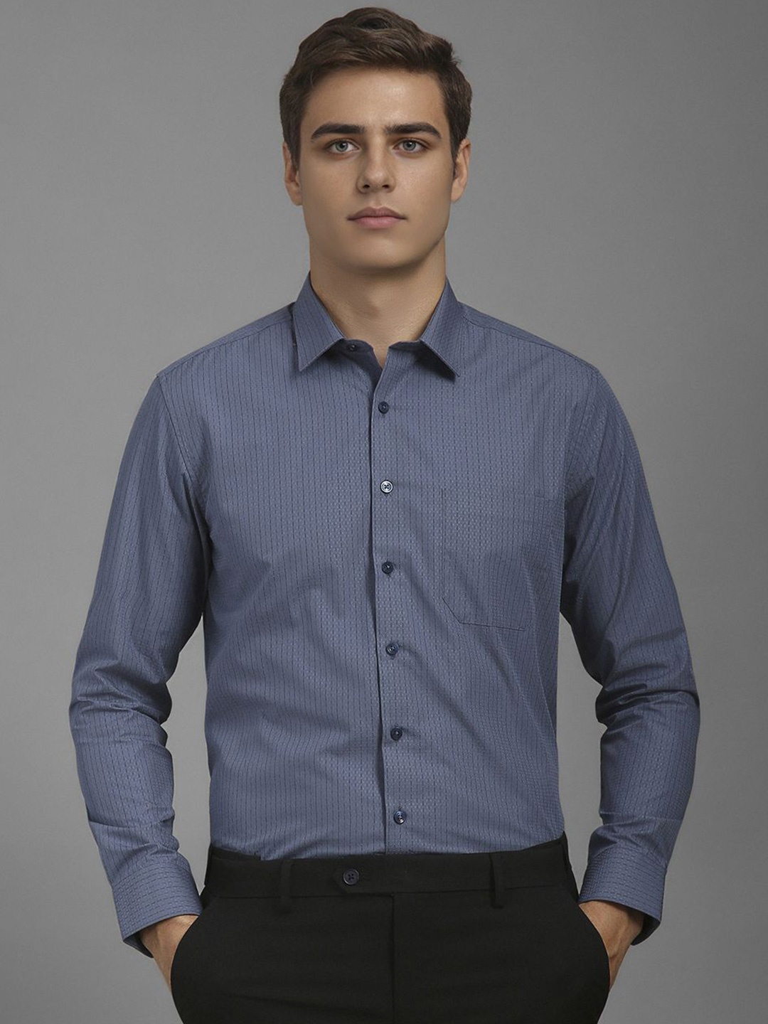 Louis Philippe Men Slim Fit Spread Collar Vertical Striped Cotton Formal Shirt, Blue
Louis Philippe Men Slim Fit Spread Collar Vertical Striped Cotton Formal Shirt, Blue