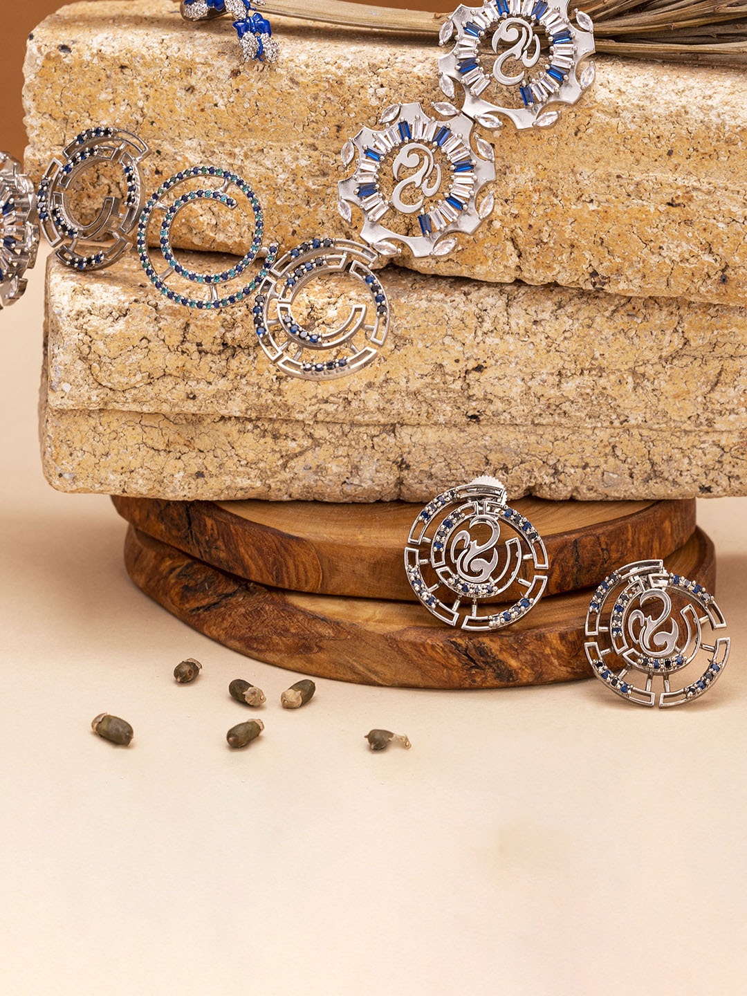 GAURISH BESPOKE JEWELLERY Silver Plated Artificial Stones Studded Necklace With Earrings
GAURISH BESPOKE JEWELLERY Silver Plated Artificial Stones Studded Necklace With Earrings