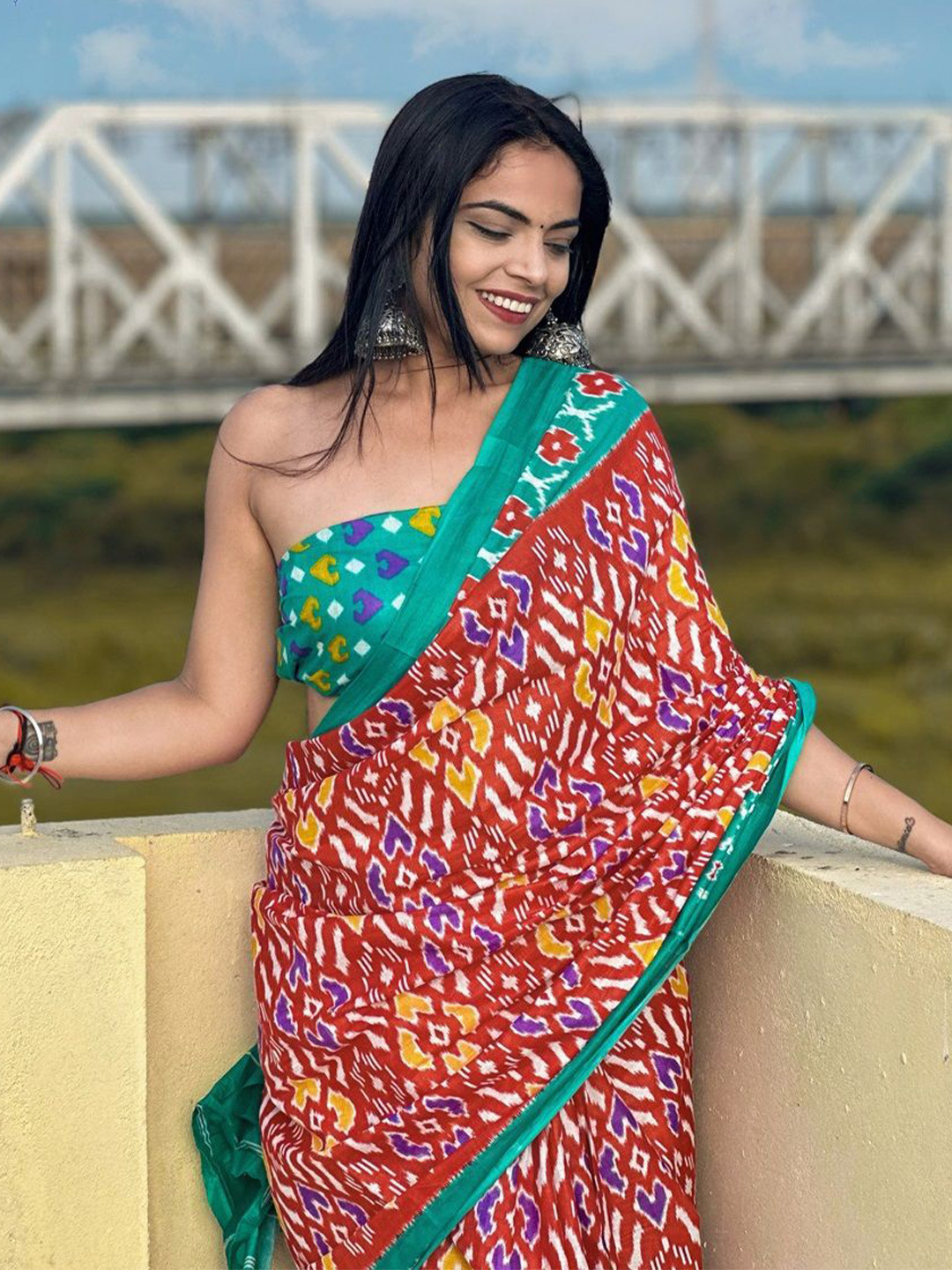 HERE&NOW Pure Cotton Ikat Saree, Red
HERE&NOW Pure Cotton Ikat Saree, Red