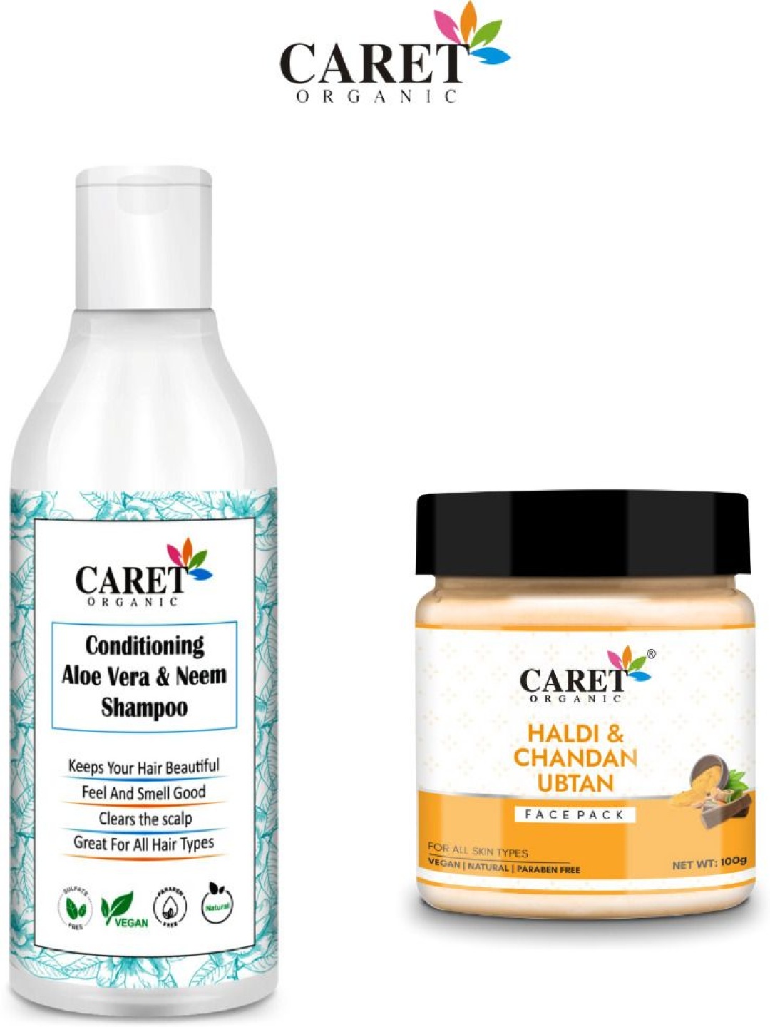 CARET ORGANIC Set Of 2 Neem Shampoo - 300 ml & Chandan Ubtan Face-Pack - 100 g, White
CARET ORGANIC Set Of 2 Neem Shampoo - 300 ml & Chandan Ubtan Face-Pack - 100 g, White